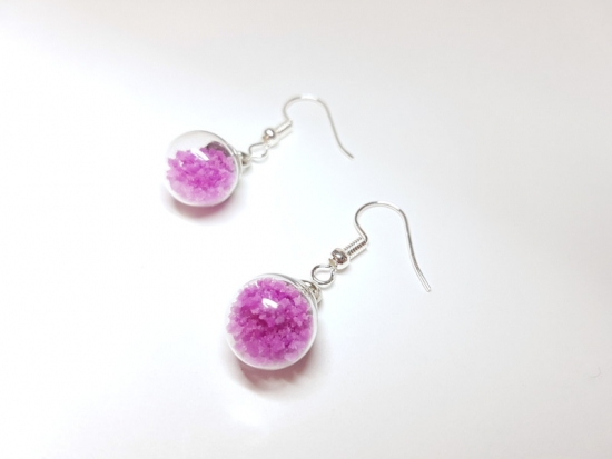 Preview: lila leuchtende Kugel Anhänger Ohrringe